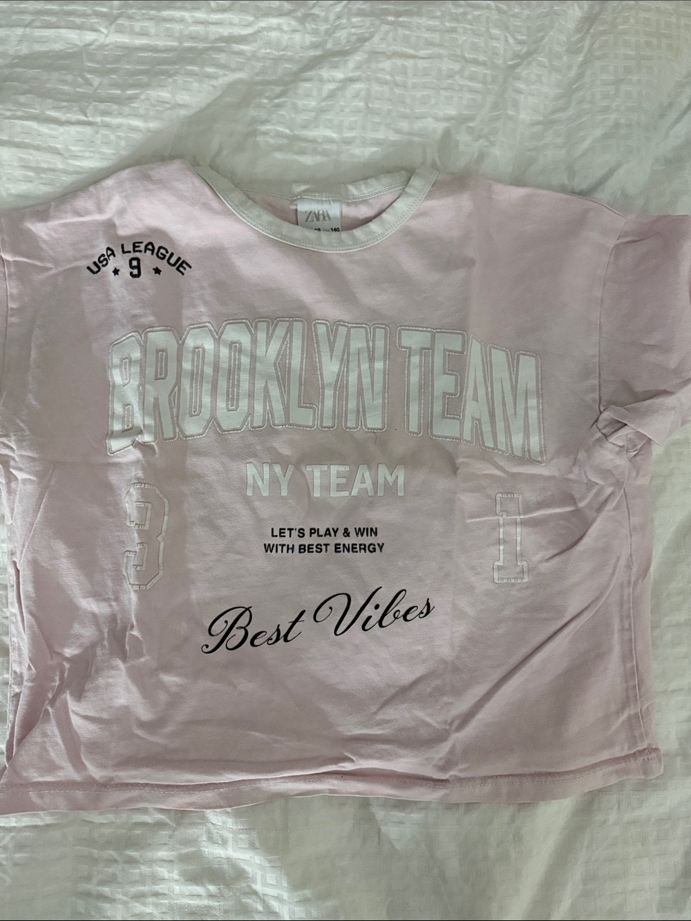 Zara Kids Light Pink 'Brooklyn Team' Graphic Tee